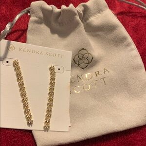 Kendra Scott Gold tone Nydia CZ sparkle sparkle dangle earrings linear